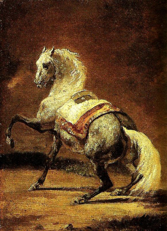 Theodore   Gericault cheval gris pommele France oil painting art